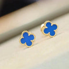 VCA CLOVER MINI 9.5MM BLUE AGATE EARRINGS