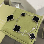VCA CLOVER 5 MOTIFS SIVLER ONYX BRACELET
