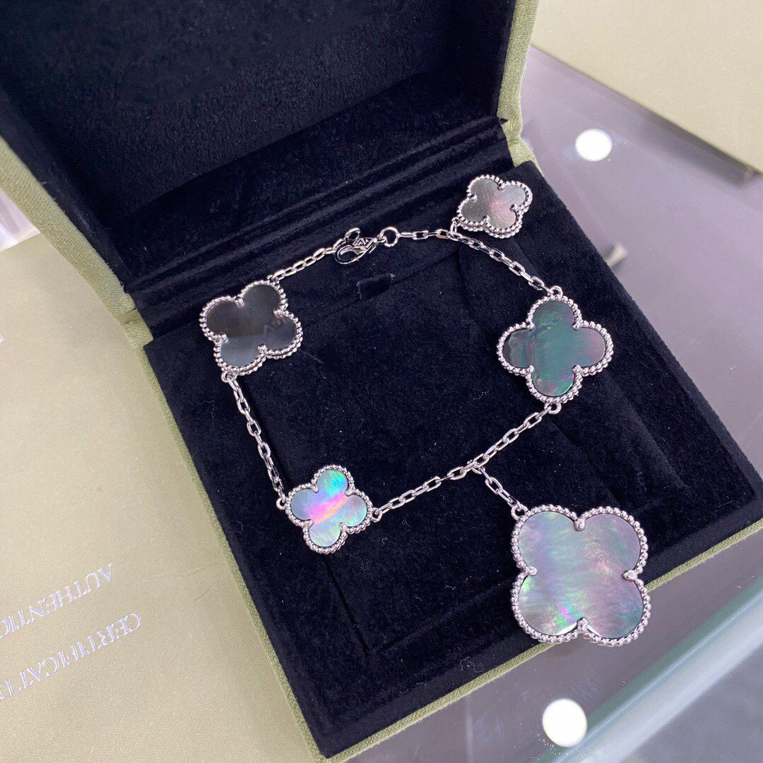 VCA CLOVER 5 MOTIFS SIVLER DARK MOP BRACELET