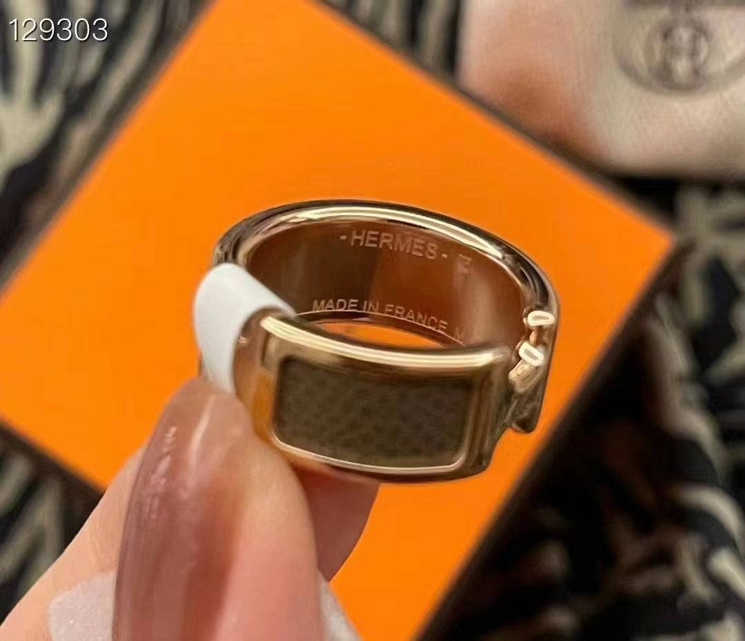 HERMES OLYMPE PINK GOLD RING