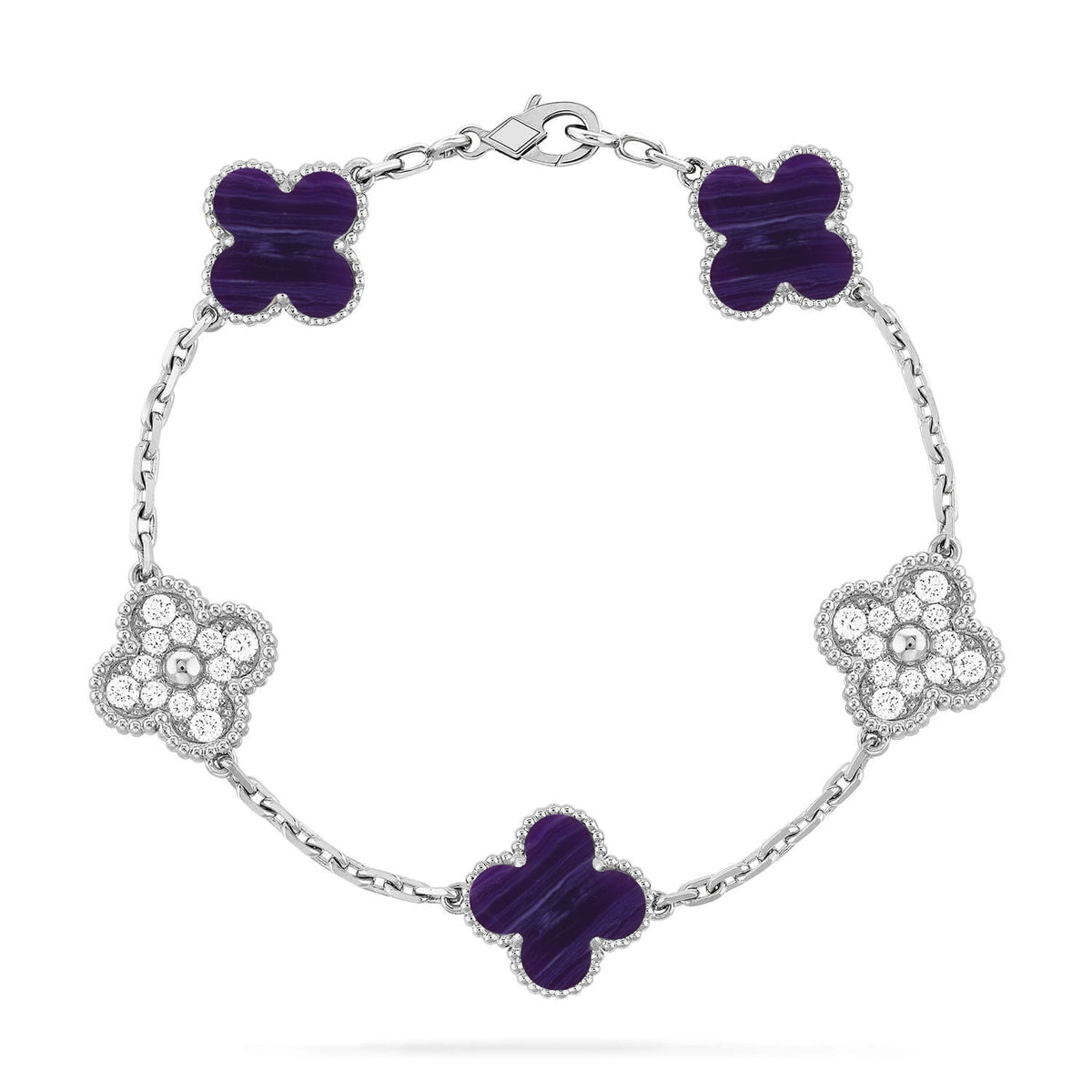 VCA CLOVER 5 MOTIF PURPLE STRIPES BRACELET COLLECTION
