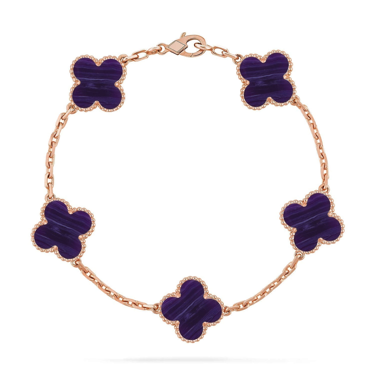 VCA CLOVER 5 MOTIF PURPLE STRIPES BRACELET COLLECTION