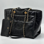 chanel-deauville-em-couro-preta-italiana-bag Tote