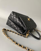 chanel-medium-flap-bag-black-with-coco-handle Shoulder