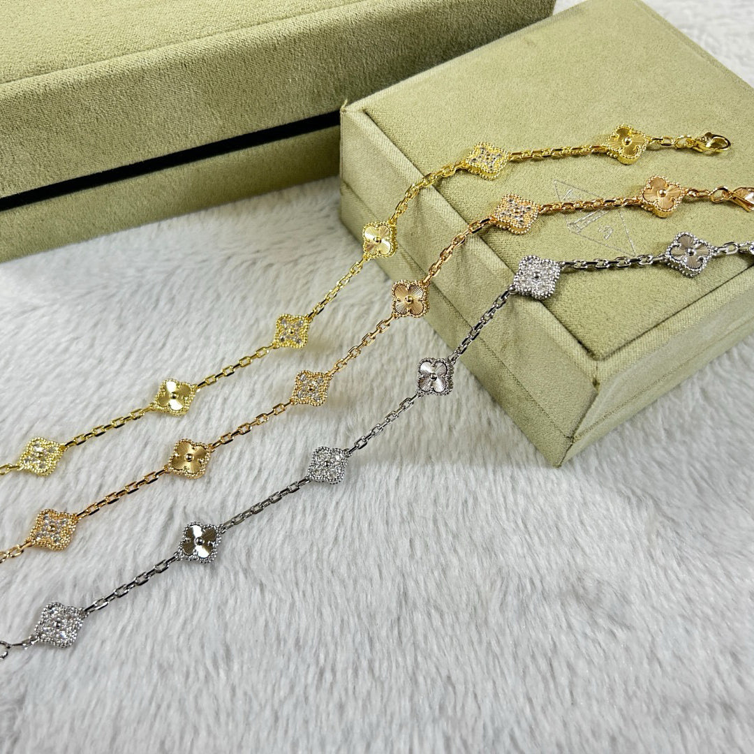 VCA CLOVER 6 MOTIF DIAMOND LASER BRACELET