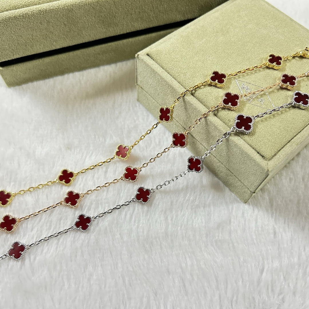 VCA CLOVER 6 MOTIF RED AGATE BRACELET