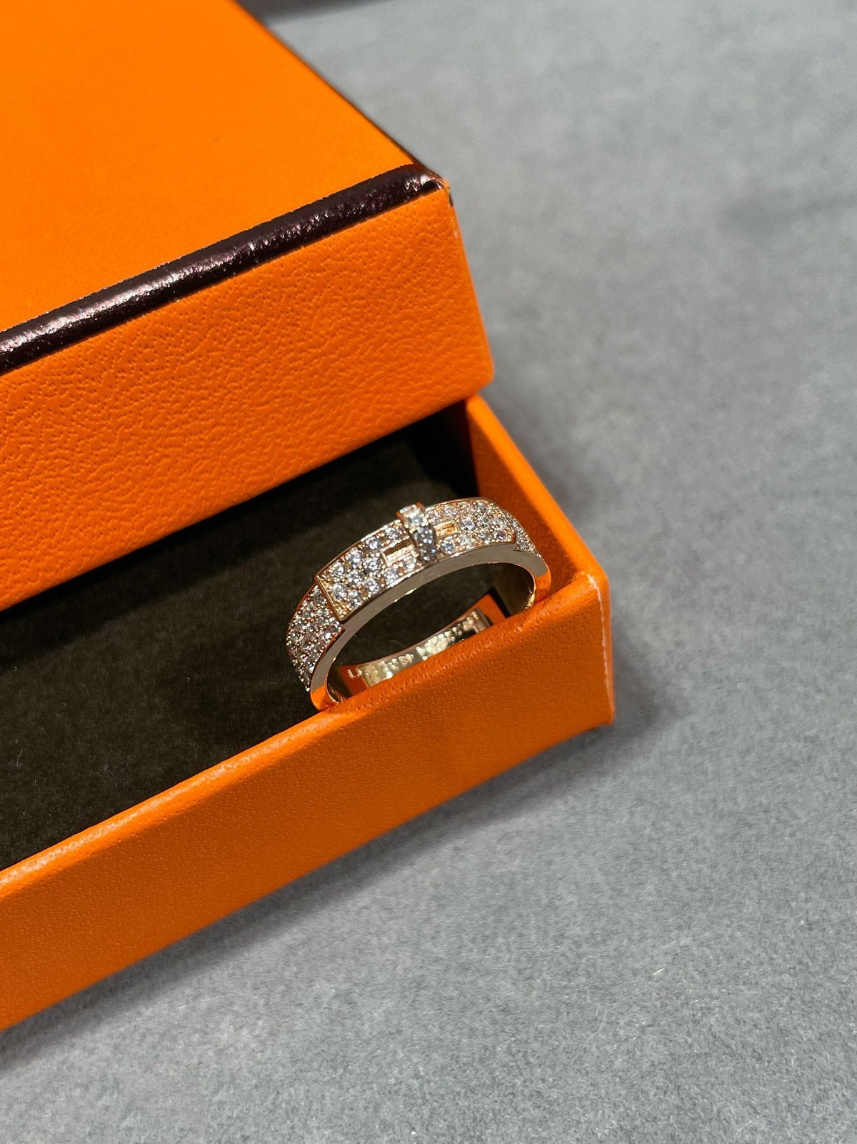 HERMES KELLY PINK GOLD DIAMOND RING