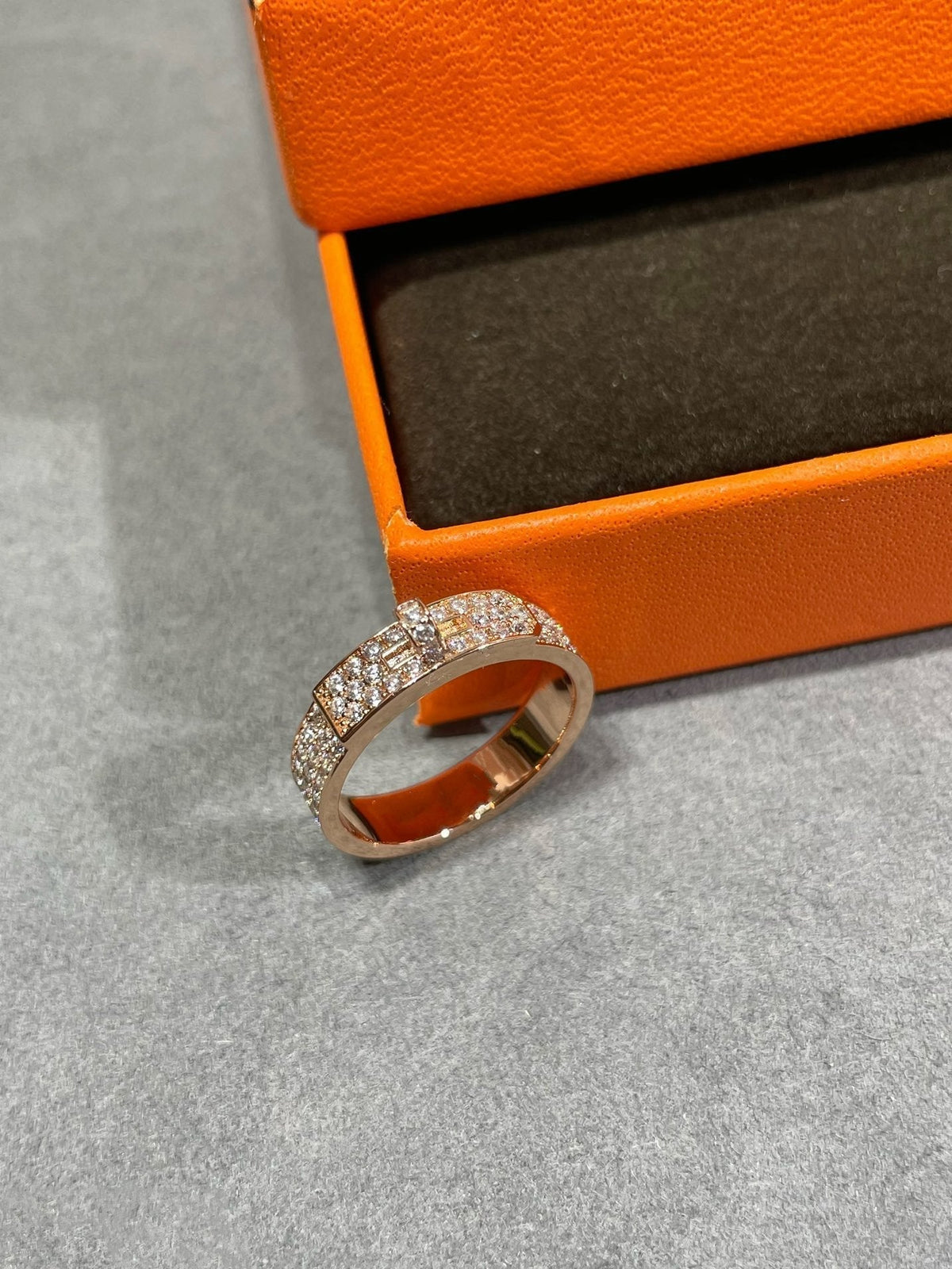 HERMES KELLY PINK GOLD DIAMOND RING