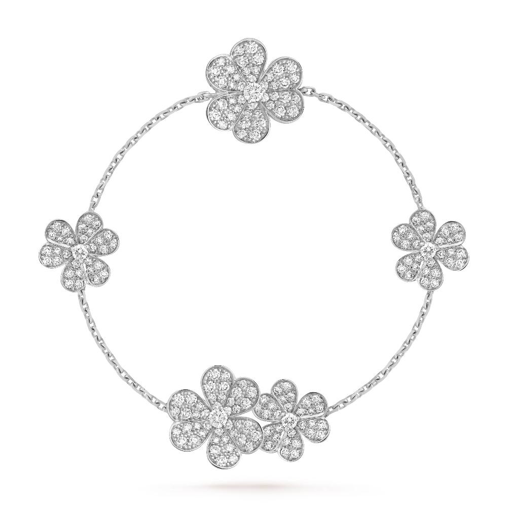 VCA FRIVOLE SILVER 5 FLOWERS BRACELET