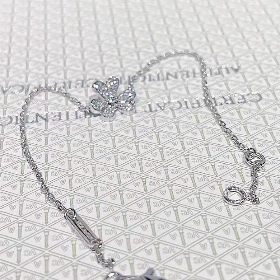 VCA FRIVOLE SILVER FLOWER DIAMOND BRACELET