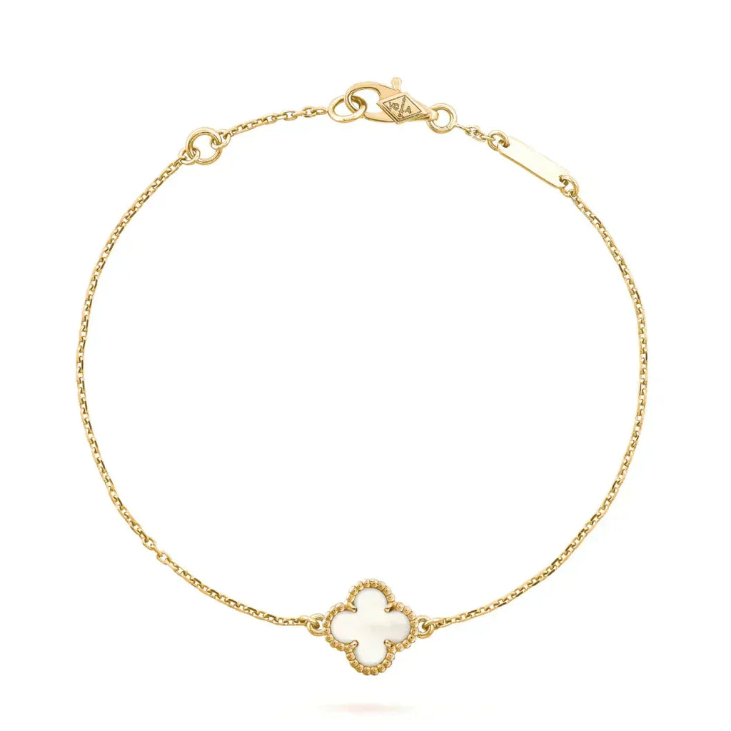 VCA CLOVER WHITE MOP SINGLE FLOWER BRACELET