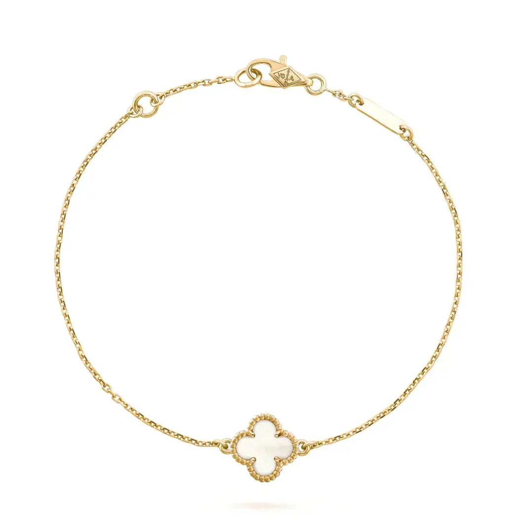 VCA CLOVER WHITE MOP SINGLE FLOWER BRACELET