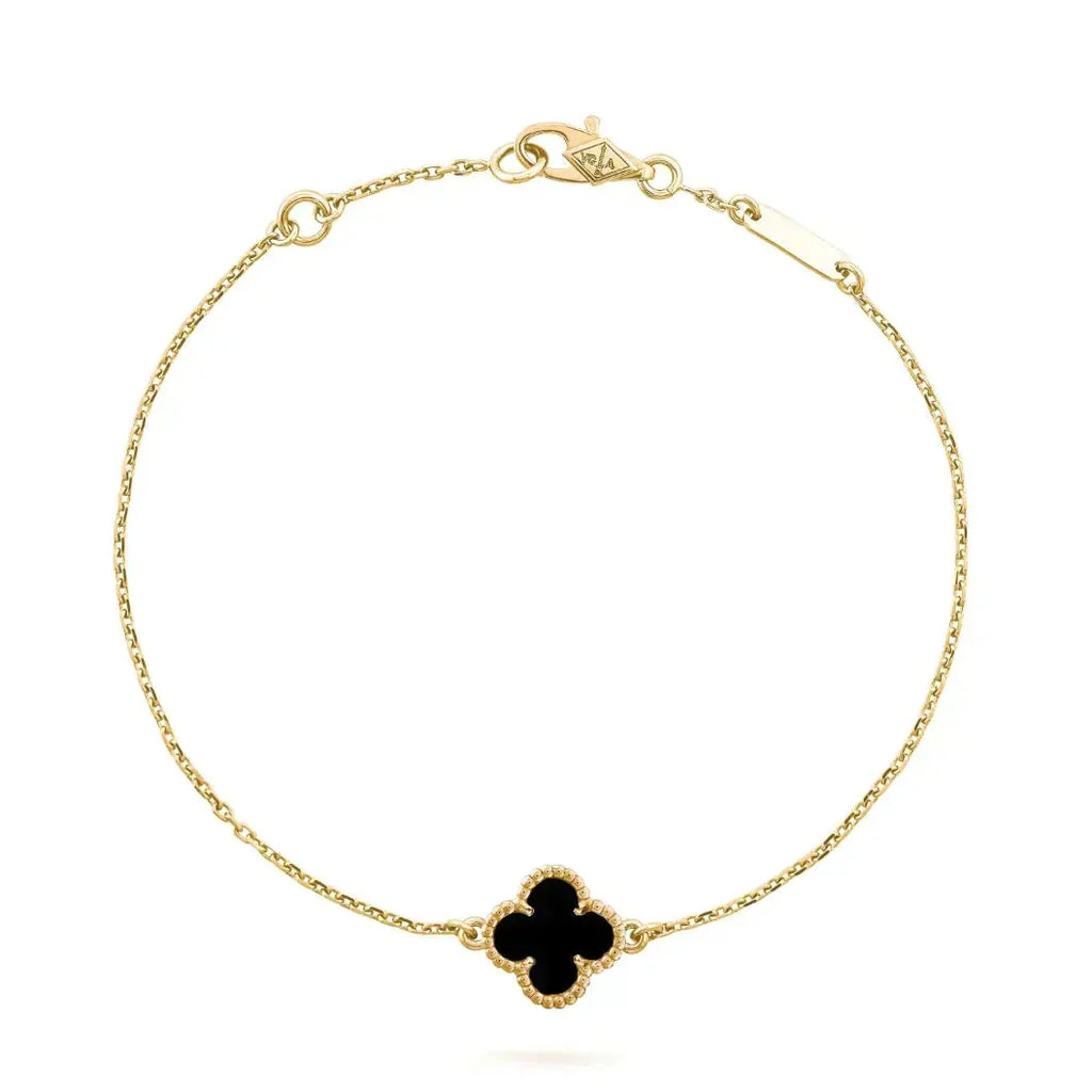 VCA CLOVER ONYX SINGLE FLOWER BRACELET