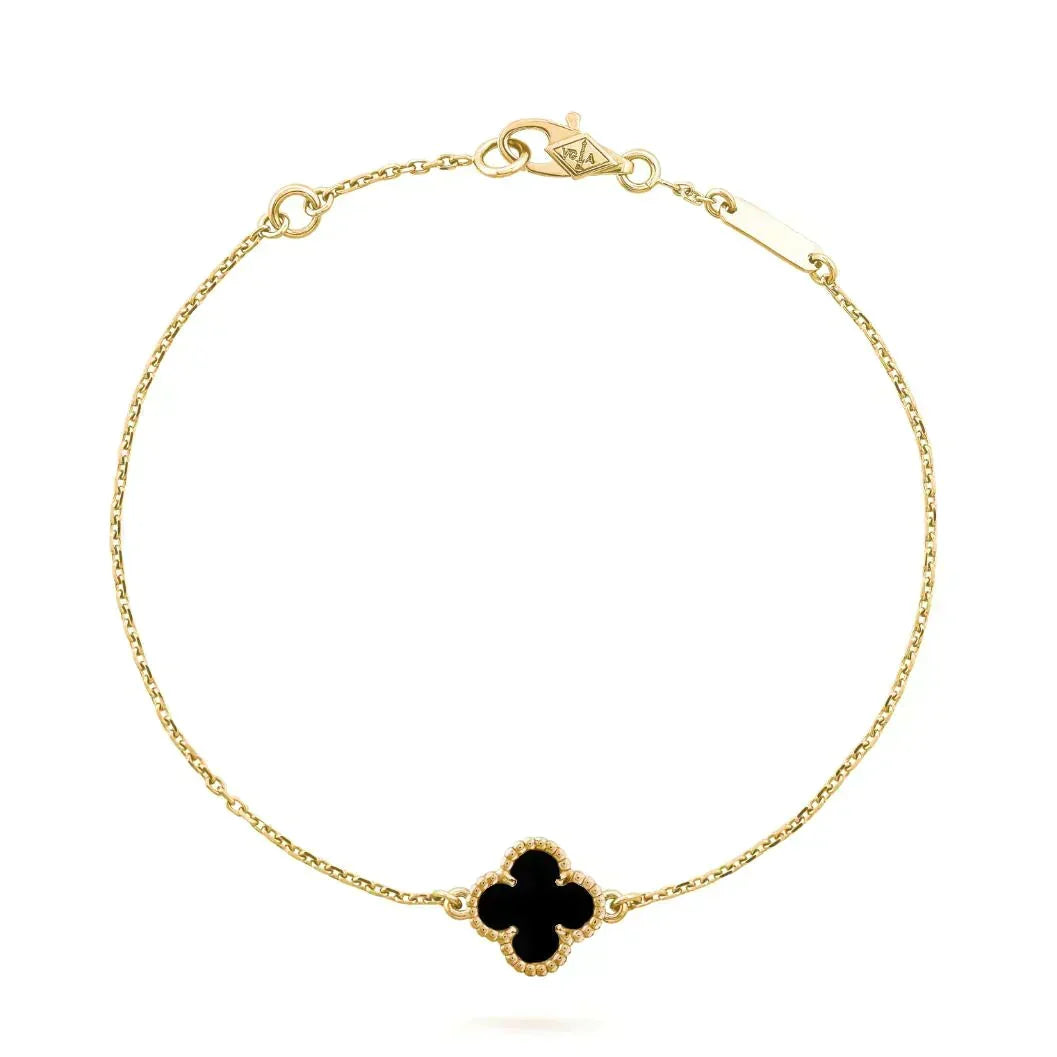 VCA CLOVER ONYX SINGLE FLOWER BRACELET